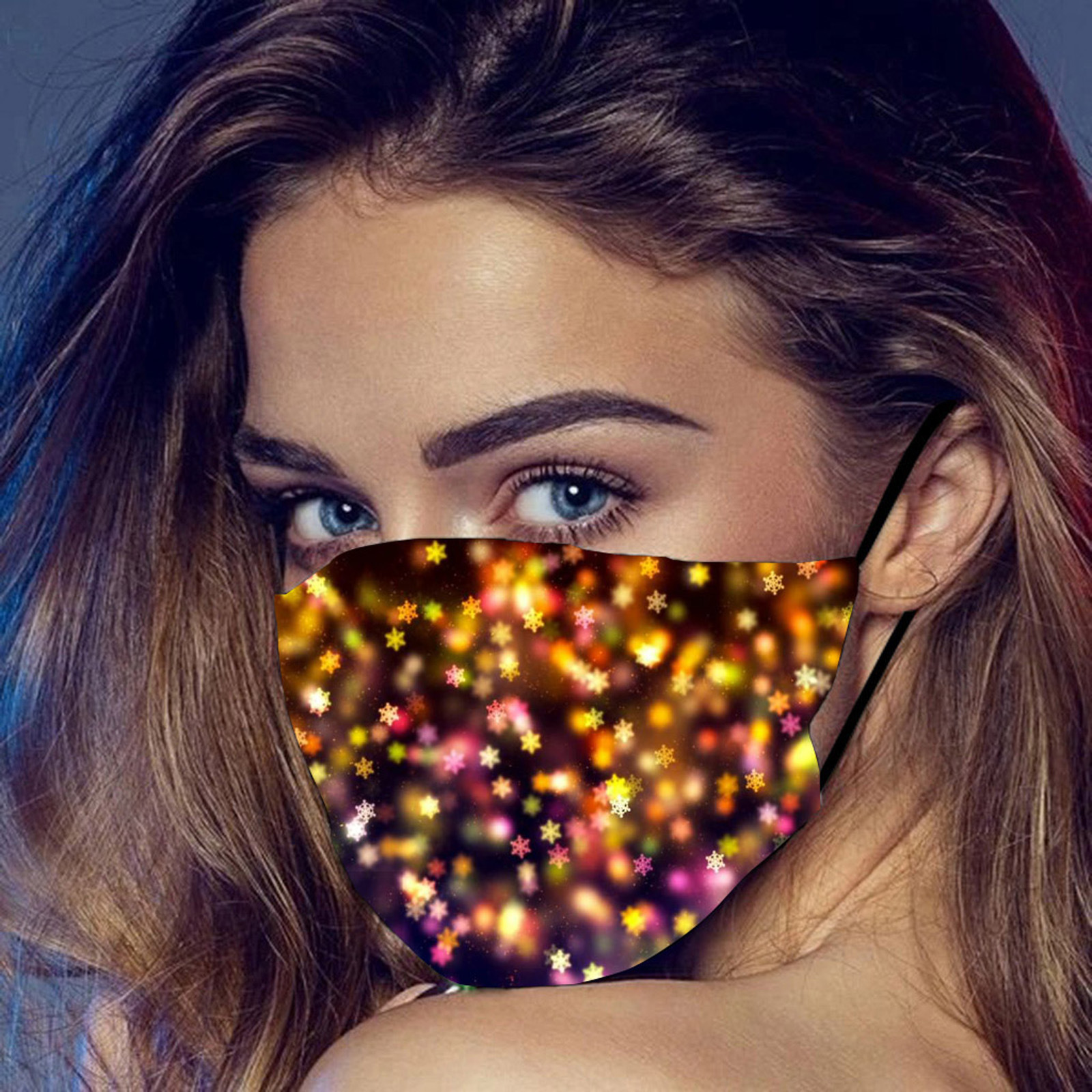 3PCS 2021 Print New Year Snowflake Breathable Dustproof Mask Personalized Pattern Mask Washable